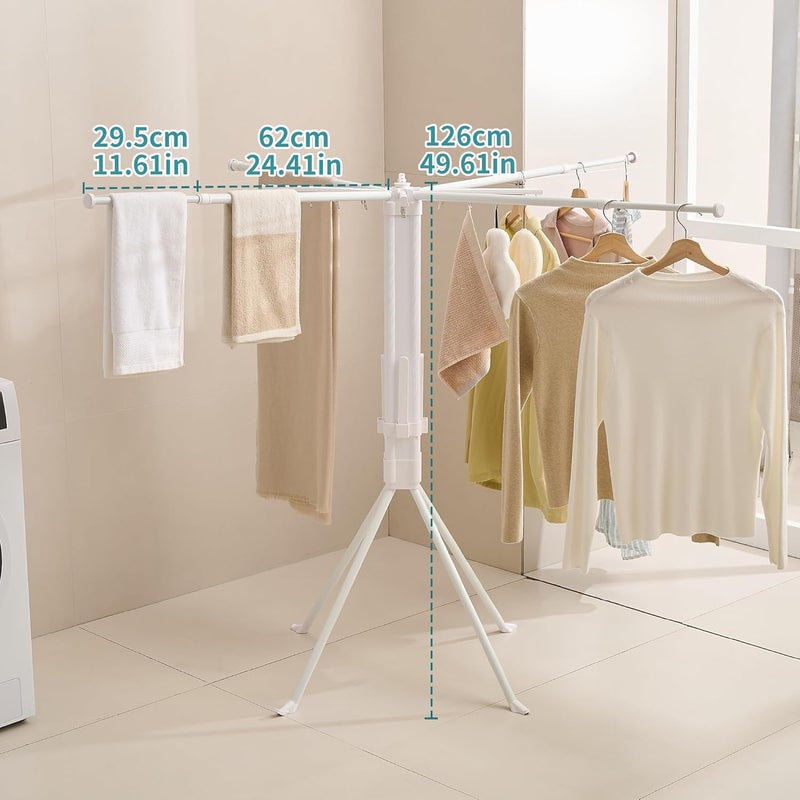 JOOM 4 Legs Clothes Drying Rack, Garment Rack Portable and Foldable Space Saving Laundry Drying Rack - Drying Rack Clothing 4rods16 Clips,Floor Folding Balcony Bedroom Household - Image 2